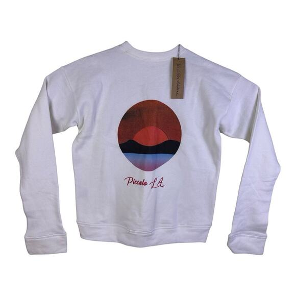 The Elder Statesman Sweatshirt Long Sleeve Fleece Crewneck XXS White W/ Sardinia - Picture 1 of 12